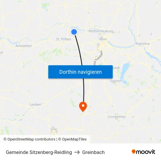 Gemeinde Sitzenberg-Reidling to Greinbach map