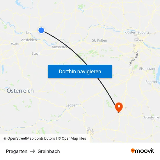 Pregarten to Greinbach map