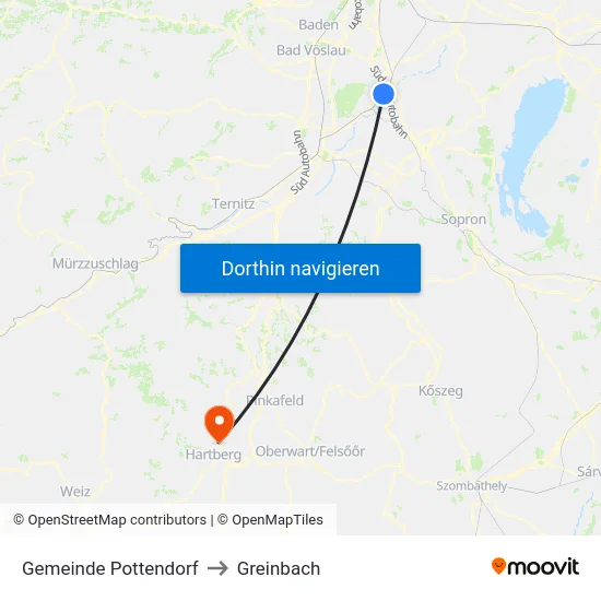 Gemeinde Pottendorf to Greinbach map