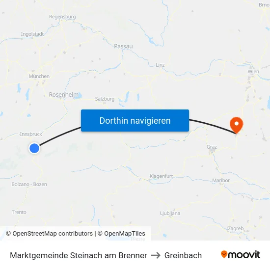 Marktgemeinde Steinach am Brenner to Greinbach map