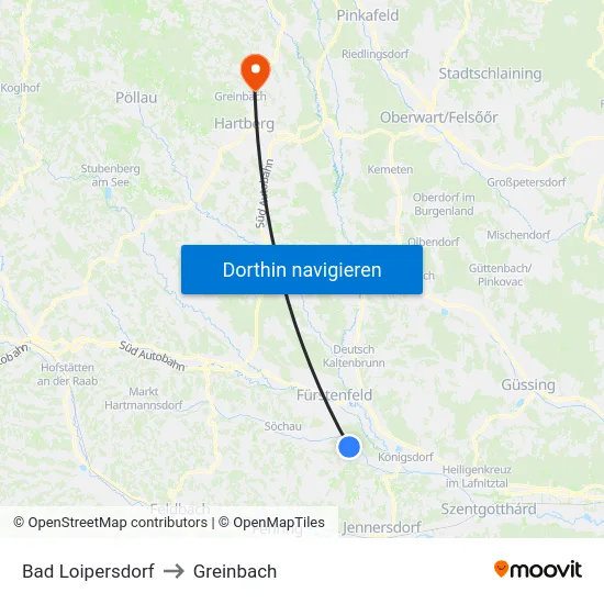 Bad Loipersdorf to Greinbach map