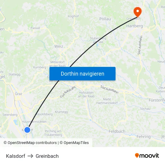Kalsdorf to Greinbach map