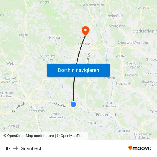 Ilz to Greinbach map