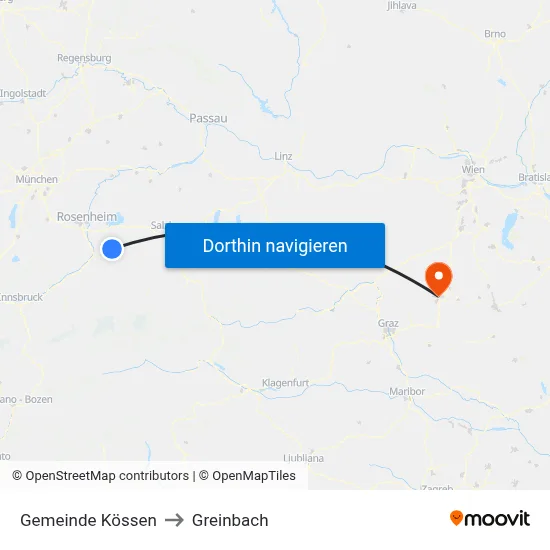 Gemeinde Kössen to Greinbach map