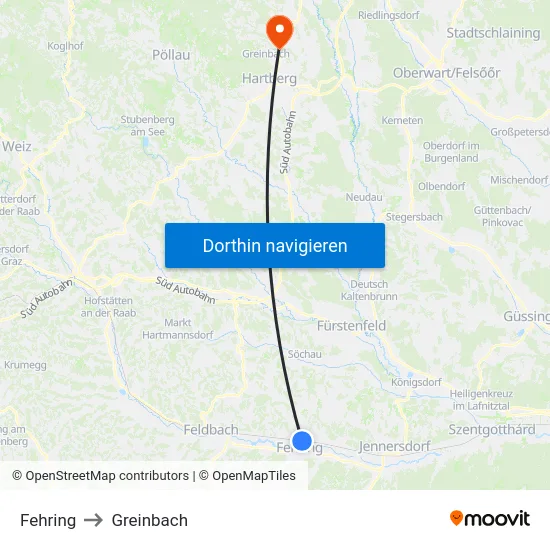 Fehring to Greinbach map