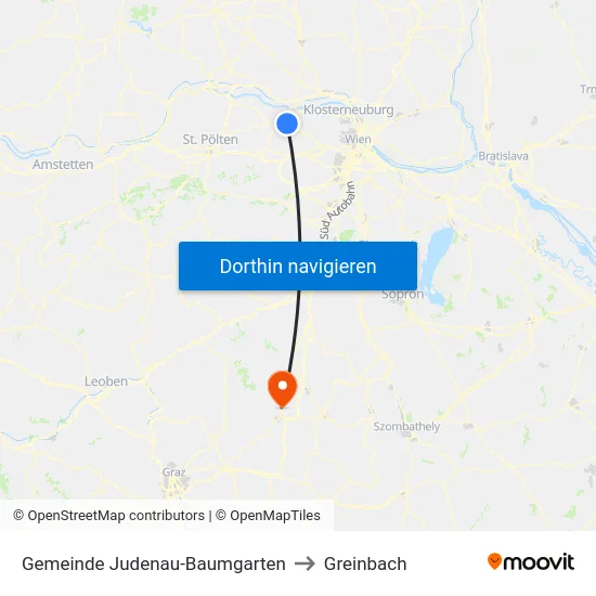 Gemeinde Judenau-Baumgarten to Greinbach map