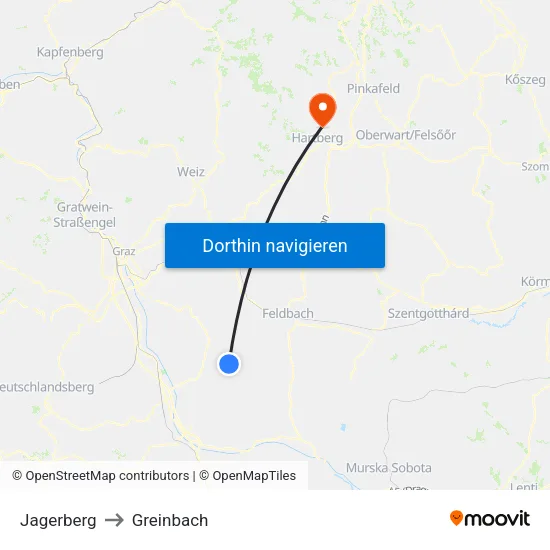 Jagerberg to Greinbach map