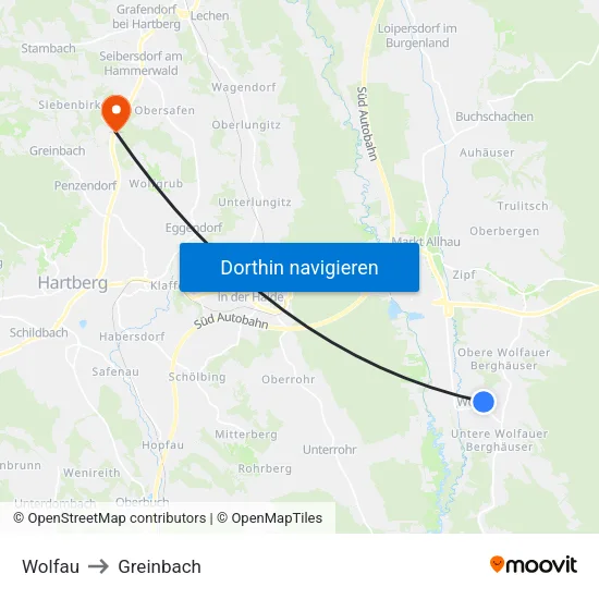 Wolfau to Greinbach map