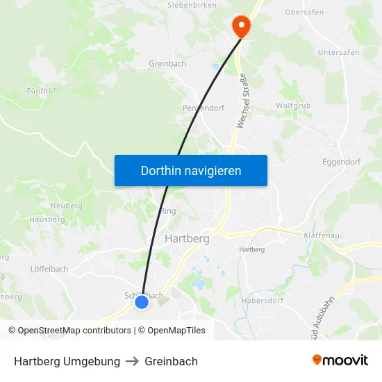 Hartberg Umgebung to Greinbach map
