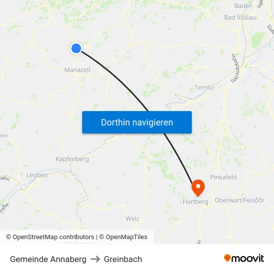 Gemeinde Annaberg to Greinbach map