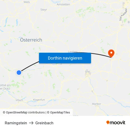 Ramingstein to Greinbach map