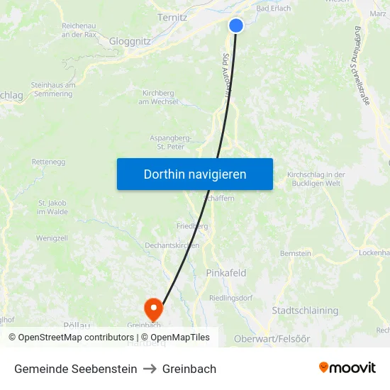 Gemeinde Seebenstein to Greinbach map