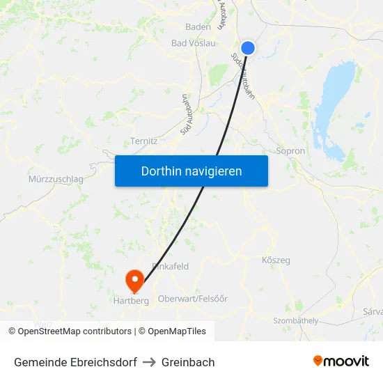 Gemeinde Ebreichsdorf to Greinbach map