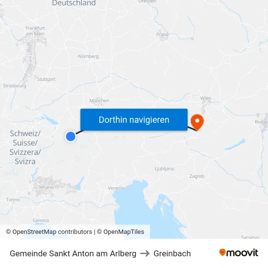 Gemeinde Sankt Anton am Arlberg to Greinbach map