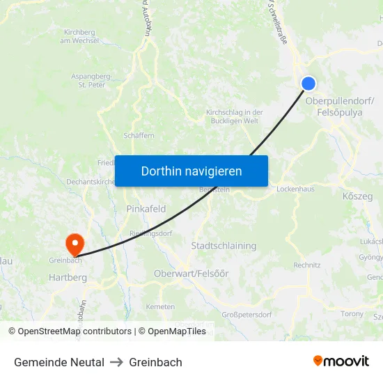 Gemeinde Neutal to Greinbach map