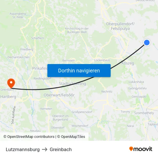 Lutzmannsburg to Greinbach map