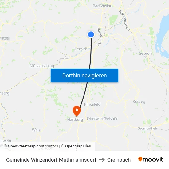 Gemeinde Winzendorf-Muthmannsdorf to Greinbach map