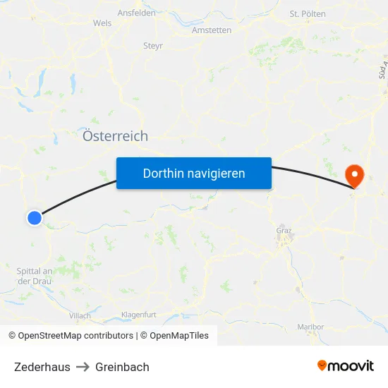 Zederhaus to Greinbach map