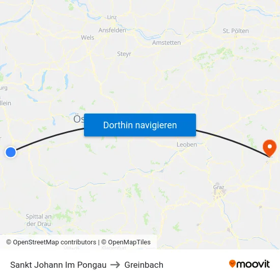 Sankt Johann Im Pongau to Greinbach map