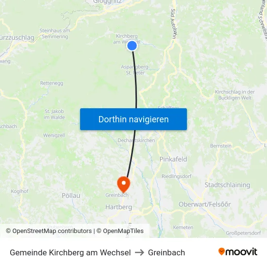 Gemeinde Kirchberg am Wechsel to Greinbach map