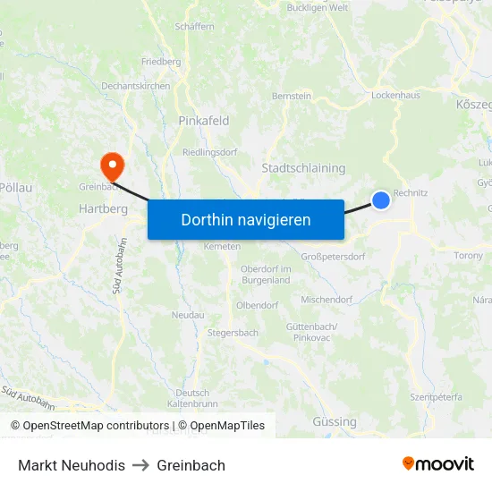 Markt Neuhodis to Greinbach map
