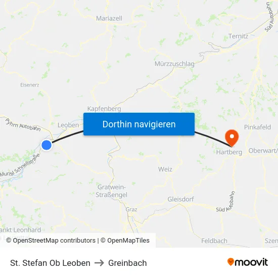 St. Stefan Ob Leoben to Greinbach map