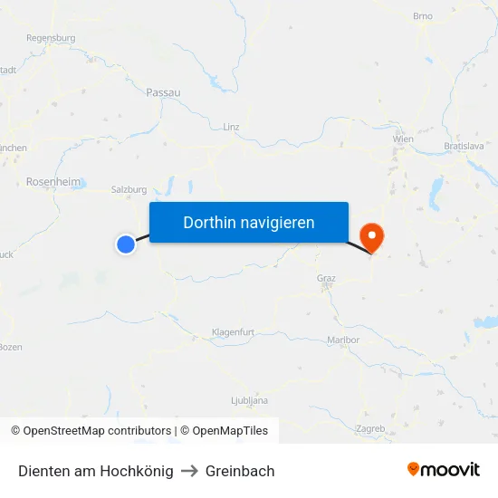 Dienten am Hochkönig to Greinbach map