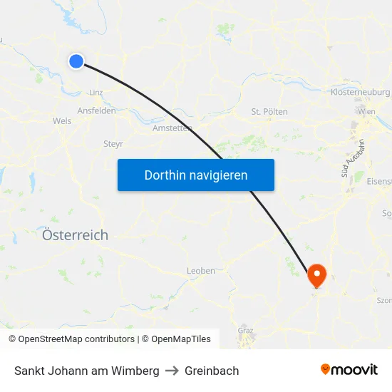 Sankt Johann am Wimberg to Greinbach map