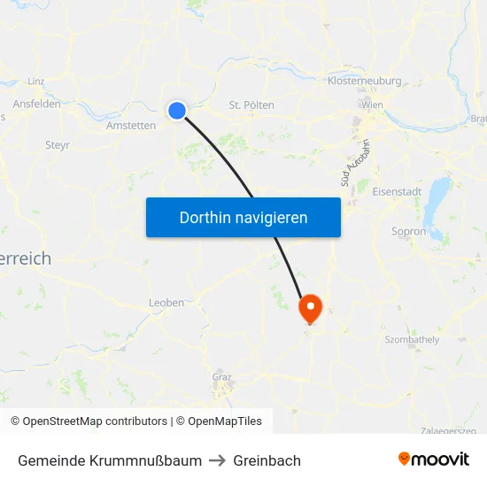 Gemeinde Krummnußbaum to Greinbach map