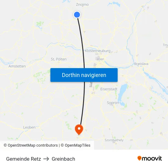 Gemeinde Retz to Greinbach map