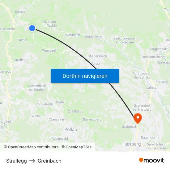 Strallegg to Greinbach map