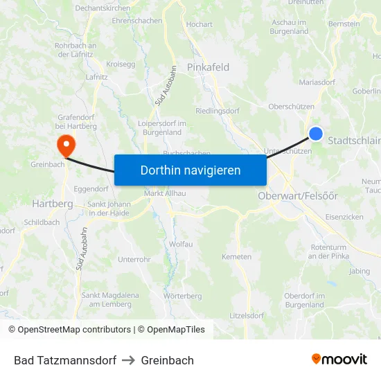 Bad Tatzmannsdorf to Greinbach map