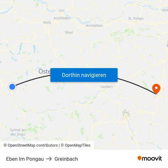 Eben Im Pongau to Greinbach map
