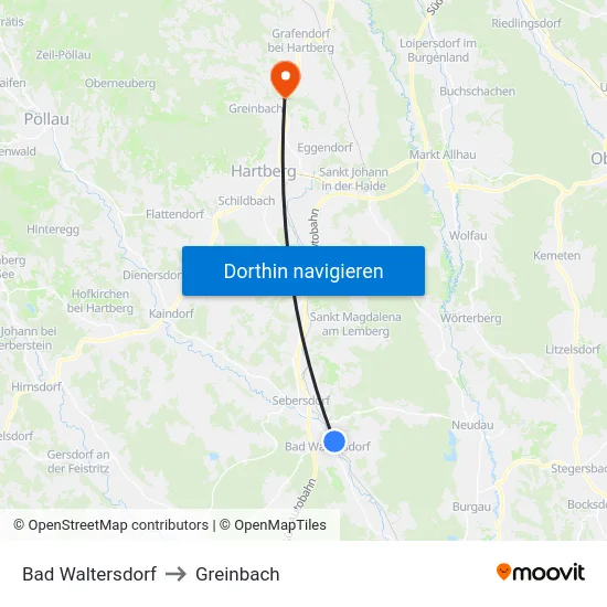Bad Waltersdorf to Greinbach map