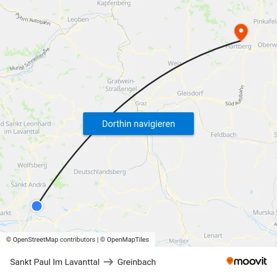 Sankt Paul Im Lavanttal to Greinbach map