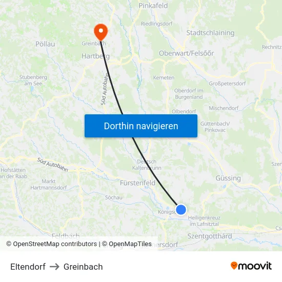 Eltendorf to Greinbach map