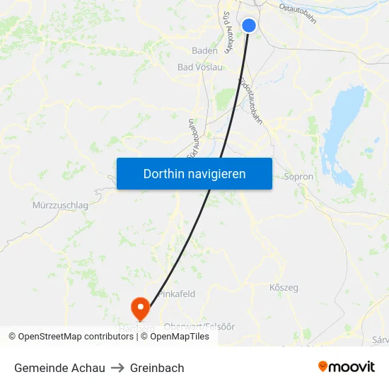 Gemeinde Achau to Greinbach map