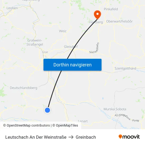 Leutschach An Der Weinstraße to Greinbach map