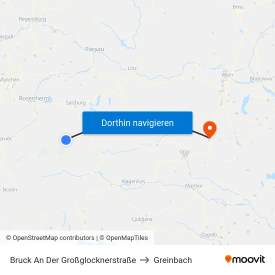 Bruck An Der Großglocknerstraße to Greinbach map