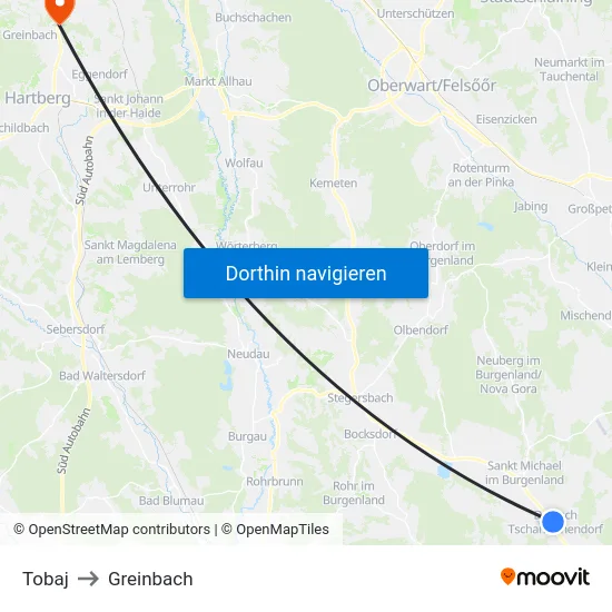 Tobaj to Greinbach map