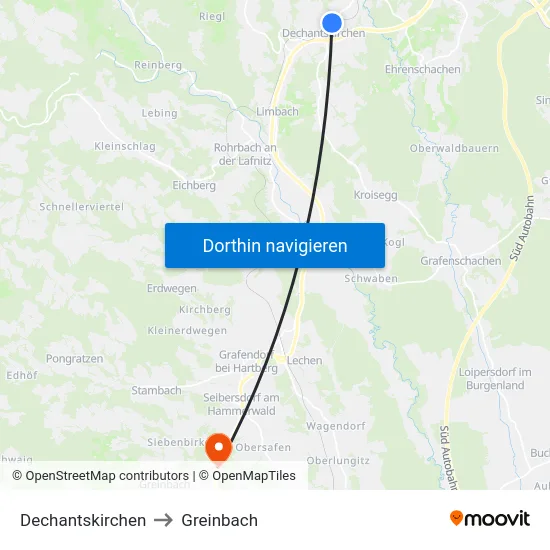 Dechantskirchen to Greinbach map