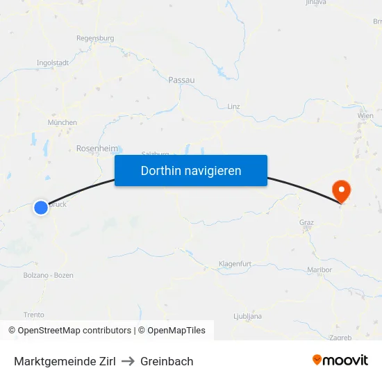 Marktgemeinde Zirl to Greinbach map