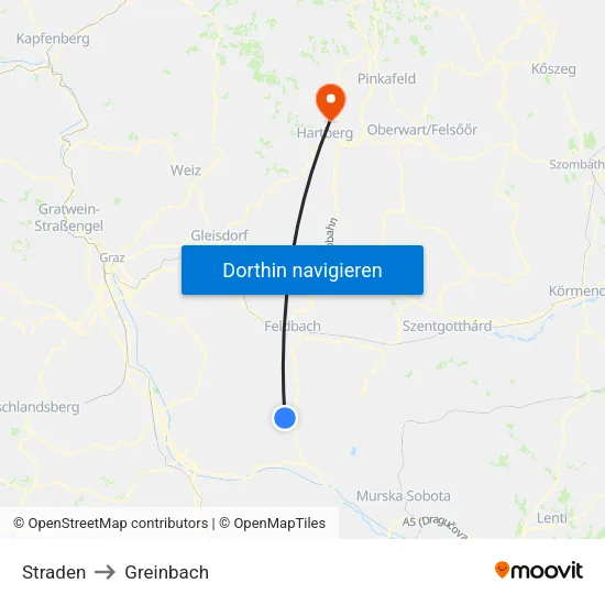 Straden to Greinbach map