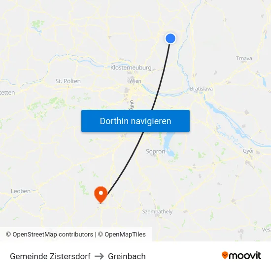 Gemeinde Zistersdorf to Greinbach map