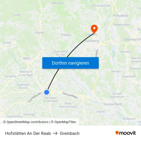 Hofstätten An Der Raab to Greinbach map