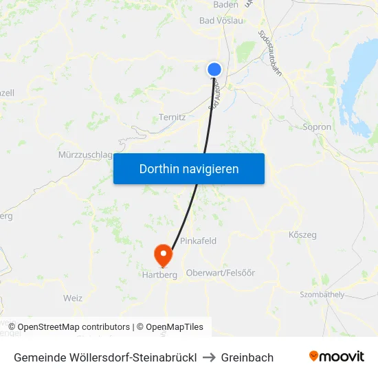 Gemeinde Wöllersdorf-Steinabrückl to Greinbach map