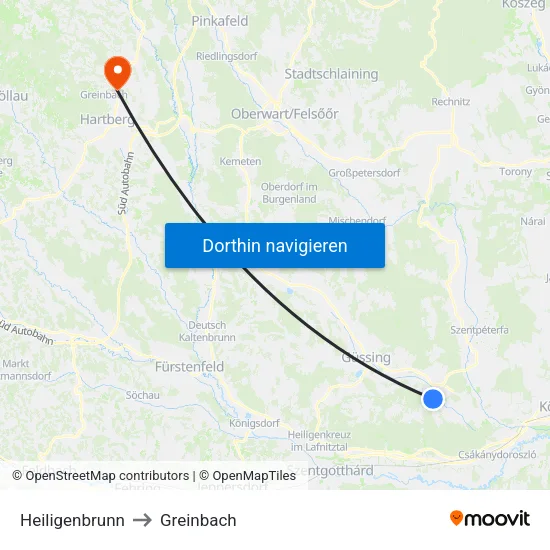 Heiligenbrunn to Greinbach map