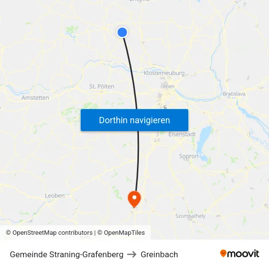 Gemeinde Straning-Grafenberg to Greinbach map