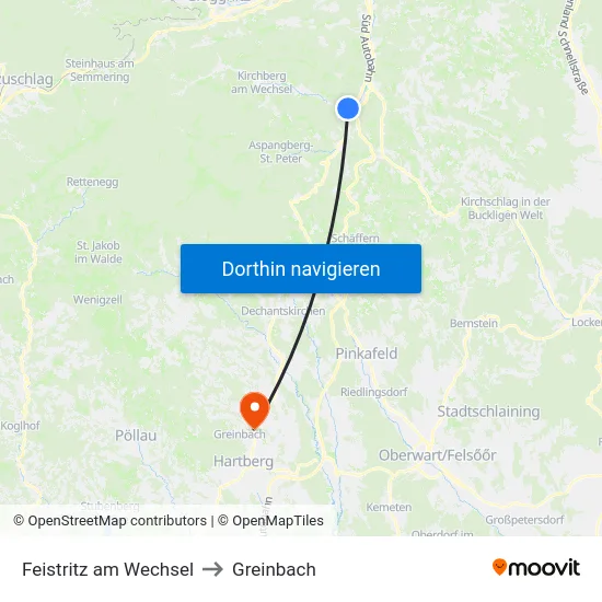 Feistritz am Wechsel to Greinbach map