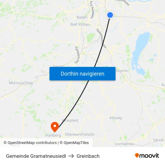 Gemeinde Gramatneusiedl to Greinbach map